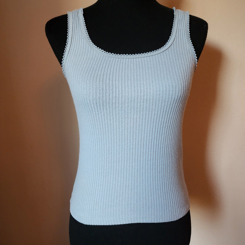 Cotton On Sky Blue Ribbed Tank Top